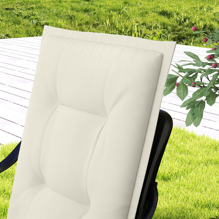 Set of 4 Padded Cotton Garden Seat Cushions with Tie Fastenings - White