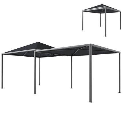 3¬†x 6m Garden¬†Gazebo with Extendable Awning and Wheels,¬†UPF30+ Metal Gazebo¬†
