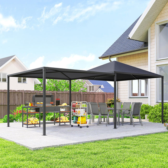 3¬†x 6m Garden¬†Gazebo with Extendable Awning and Wheels,¬†UPF30+ Metal Gazebo¬†