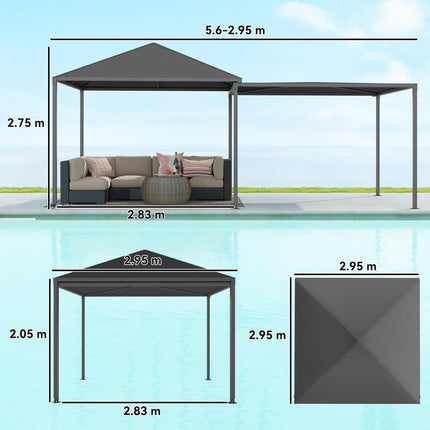 3¬†x 6m Garden¬†Gazebo with Extendable Awning and Wheels,¬†UPF30+ Metal Gazebo¬†