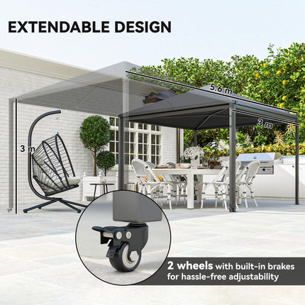 3¬†x 6m Garden¬†Gazebo with Extendable Awning and Wheels,¬†UPF30+ Metal Gazebo¬†