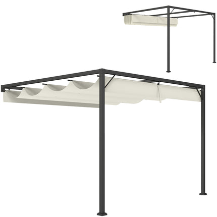 3 x 3 Metre Outdoor Pergola with Retractable Canopy - Cream White