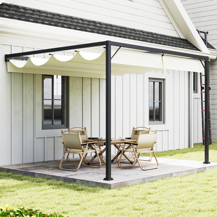 3 x 3 Metre Outdoor Pergola with Retractable Canopy - Cream White