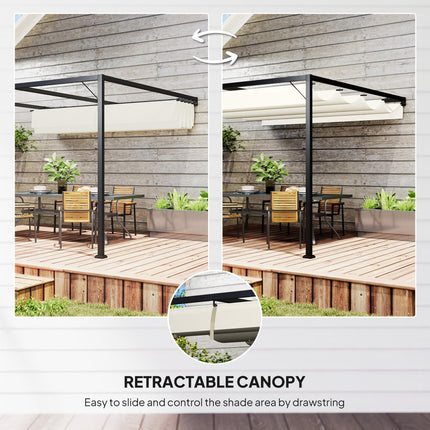 3 x 3 Metre Outdoor Pergola with Retractable Canopy - Cream White
