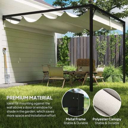 3 x 3 Metre Outdoor Pergola with Retractable Canopy - Cream White