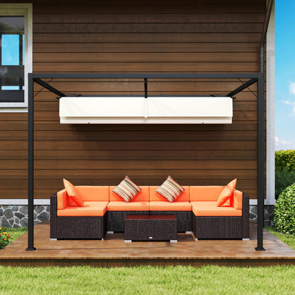 3 x 3 Metre Outdoor Pergola with Retractable Canopy - Cream White