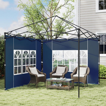 Set of Two 3x3m Gazebo Frame Replacement Walls with Windows - Blue
