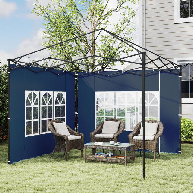 Set of Two 3x3m Gazebo Frame Replacement Walls with Windows - Blue