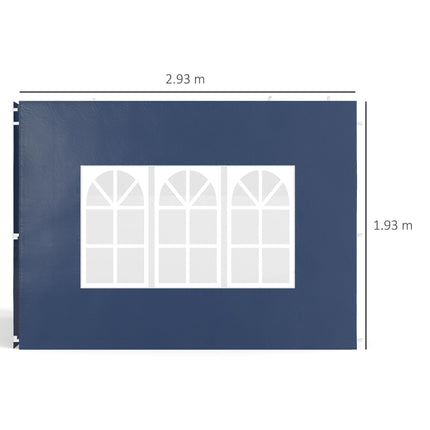 Set of Two 3x3m Gazebo Frame Replacement Walls with Windows - Blue