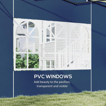 Set of Two 3x3m Gazebo Frame Replacement Walls with Windows - Blue