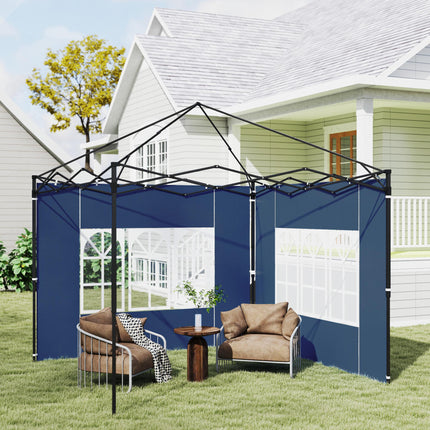 Set of Two 3x3m Gazebo Frame Replacement Walls with Windows - Blue