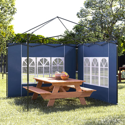 Set of Two 3x3m Gazebo Frame Replacement Walls with Windows - Blue