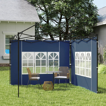 Set of Two 3x3m Gazebo Frame Replacement Walls with Windows - Blue