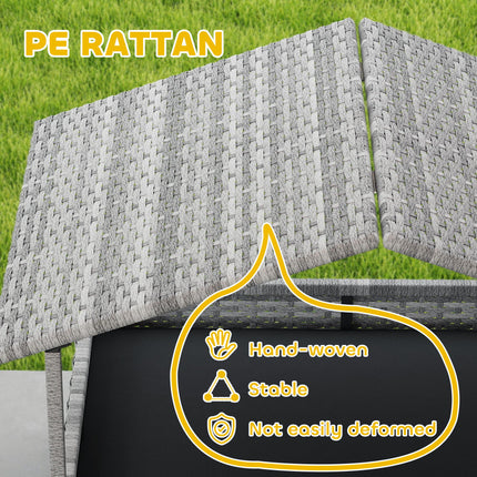 Extendable Elevated Rattan Dog Bed with Water-Resistant Roof and Removable Cushion - Charcoal Grey