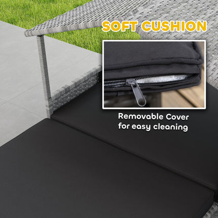 Extendable Elevated Rattan Dog Bed with Water-Resistant Roof and Removable Cushion - Charcoal Grey