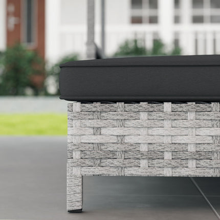 Extendable Elevated Rattan Dog Bed with Water-Resistant Roof and Removable Cushion - Charcoal Grey