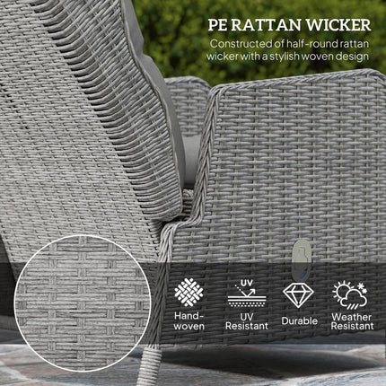 5 Pieces Rattan Bistro Set with Adjustable Back, Reclining Wicker Balcony Furnit