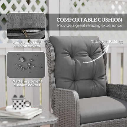 5 Pieces Rattan Bistro Set with Adjustable Back, Reclining Wicker Balcony Furnit