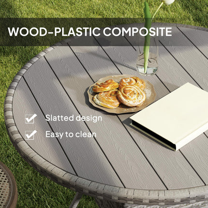 90cm Four-Person Wood-Effect Rattan Dining Table - Grey