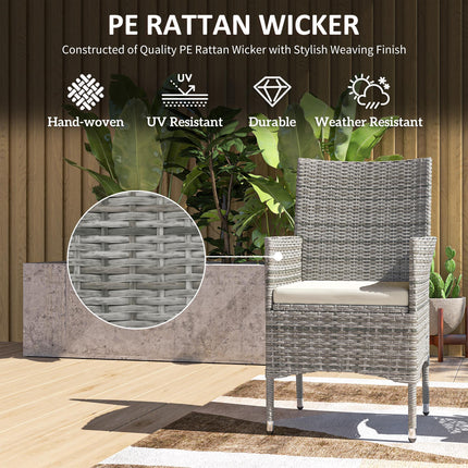 2-Piece Rattan Garden Dining Chair Set with Cushions - Mixed Grey