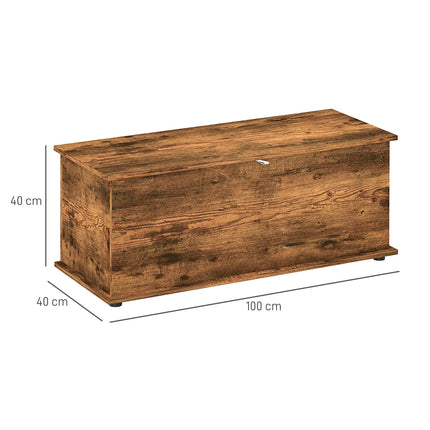 113L Storage Chest with Flip-Top Lid and Safety Hinges, Storage Trunk 100x40x40 cm - Rustic Brown