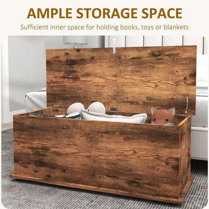 113L Storage Chest with Flip-Top Lid and Safety Hinges, Storage Trunk 100x40x40 cm - Rustic Brown