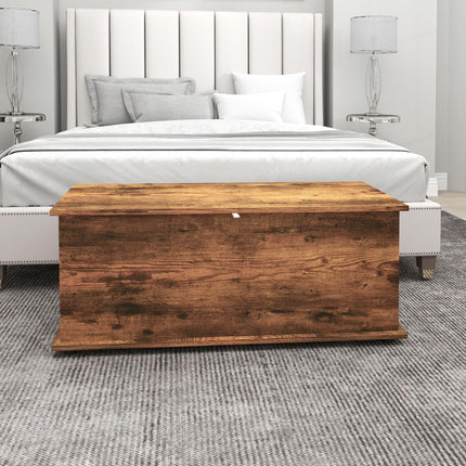 113L Storage Chest with Flip-Top Lid and Safety Hinges, Storage Trunk 100x40x40 cm - Rustic Brown