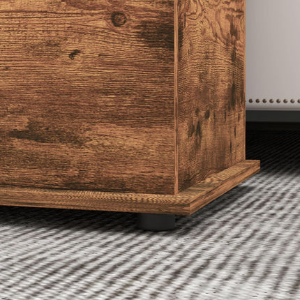 113L Storage Chest with Flip-Top Lid and Safety Hinges, Storage Trunk 100x40x40 cm - Rustic Brown