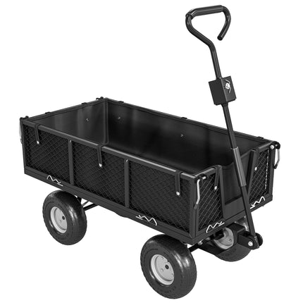 114L Steel Frame Garden Cart Trolley with Waterproof Bag - Black