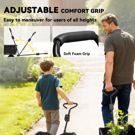 114L Steel Frame Garden Cart Trolley with Waterproof Bag - Black