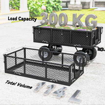 114L Steel Frame Garden Cart Trolley with Waterproof Bag - Black