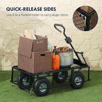 114L Steel Frame Garden Cart Trolley with Waterproof Bag - Blue