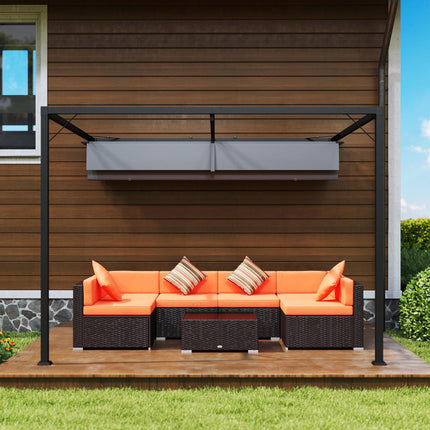 3 x 3 Metre Outdoor Metal Pergola with Retractable Canopy - Grey