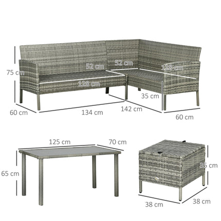 5 Piece Rattan Garden Furniture Dining Set with Cushions - Dark Blue