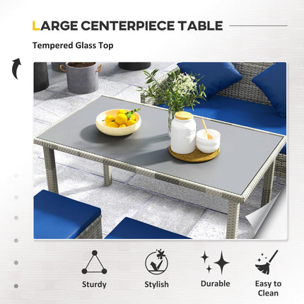 5 Piece Rattan Garden Furniture Dining Set with Cushions - Dark Blue