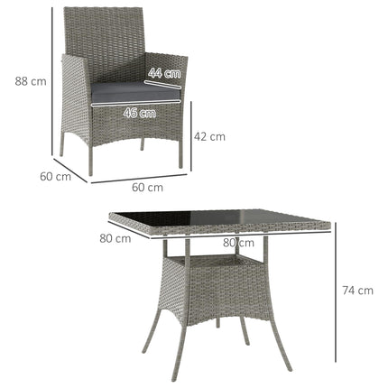 Five-Pieces Rattan Outdoor Dining Set with Cushions - Light Grey