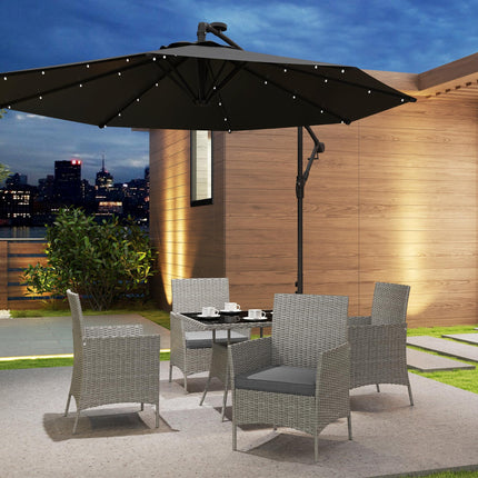 Five-Pieces Rattan Outdoor Dining Set with Cushions - Light Grey