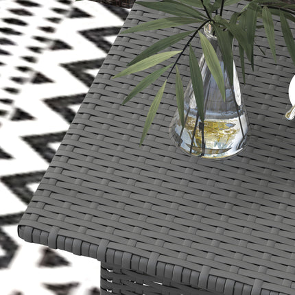 Rattan Outdoor Side Table with Durable Plastic Top - Grey