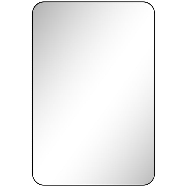 90 x 60cm Curved Bathroom Mirror - Black