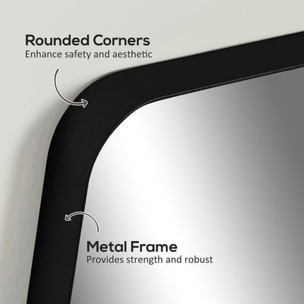 90 x 60cm Curved Bathroom Mirror - Black