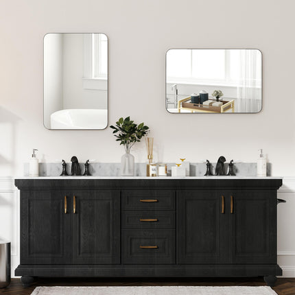 90 x 60cm Curved Bathroom Mirror - Black