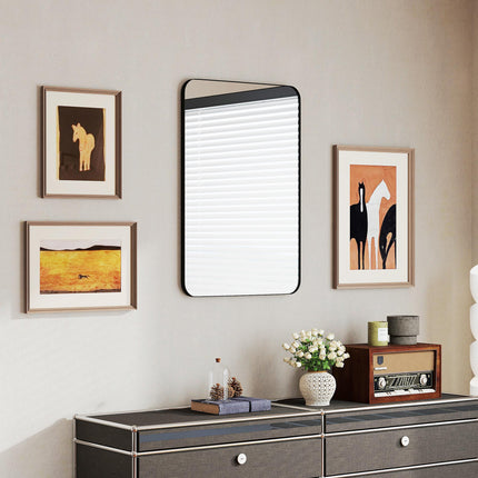 90 x 60cm Curved Bathroom Mirror - Black