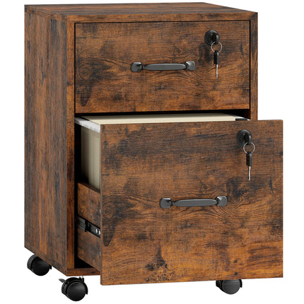 Rolling File Cabinet with 2 Drawers, Mobile Filing Cabinet with Hanging File Fol