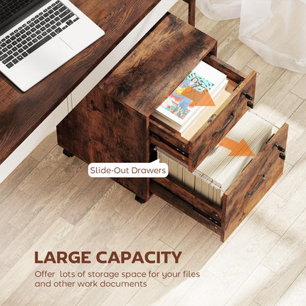 Rolling File Cabinet with 2 Drawers, Mobile Filing Cabinet with Hanging File Fol