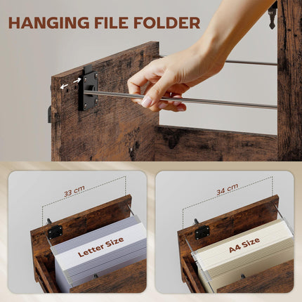 Rolling File Cabinet with 2 Drawers, Mobile Filing Cabinet with Hanging File Fol