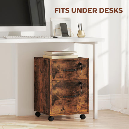 Rolling File Cabinet with 2 Drawers, Mobile Filing Cabinet with Hanging File Fol