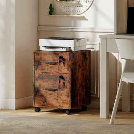Rolling File Cabinet with 2 Drawers, Mobile Filing Cabinet with Hanging File Fol