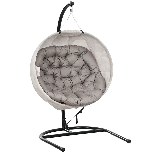Hanging Egg Swing Chair with Stand and Thick Cushion - Sand Brown