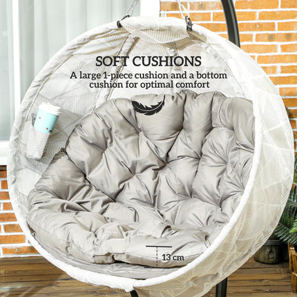 Hanging Egg Swing Chair with Stand and Thick Cushion - Sand Brown