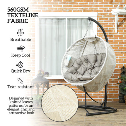 Hanging Egg Swing Chair with Stand and Thick Cushion - Sand Brown
